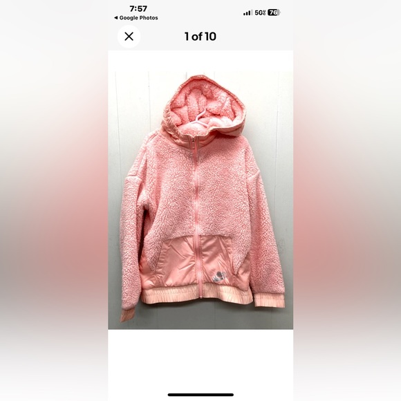Girl's Nike Fluffy Fuzzy Fleece Pink Zip Jacket Hoodie - Size XL Adult M - Picture 10 of 10